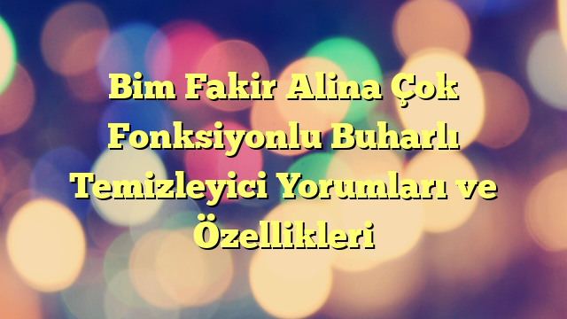 Bim Fakir Alina Çok Fonksiyonlu Buharlı Temizleyici Yorumları ve Özellikleri
